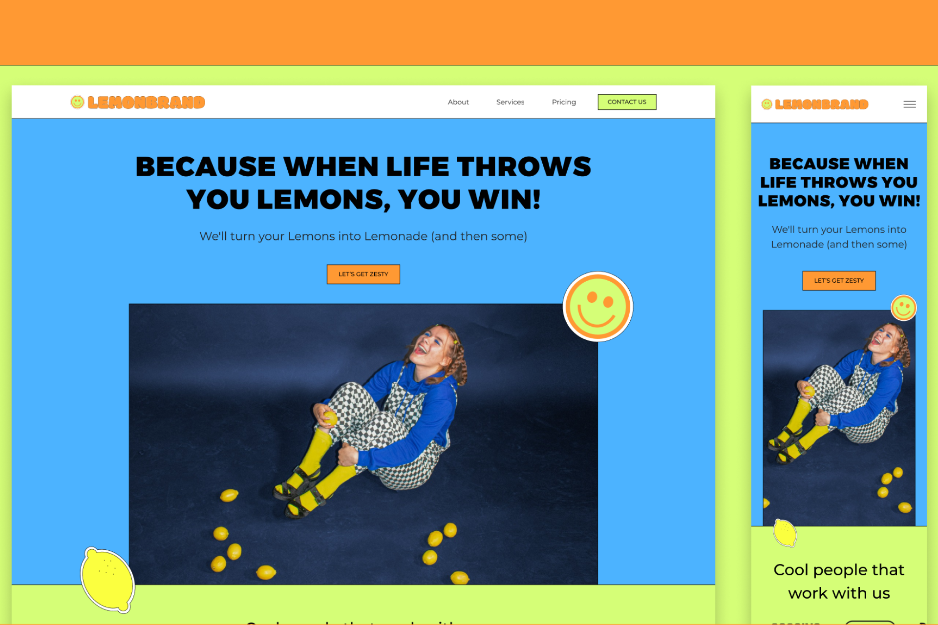 Image with Lemon Brand's desktop and mobile prototypes
