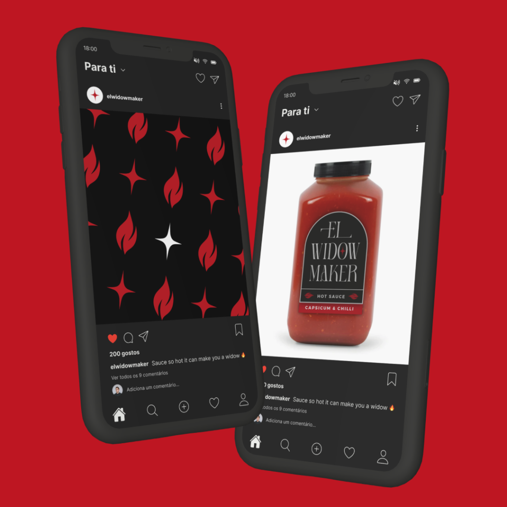 Mock up de dois smartphones com posts de instagram sobre El Widow Maker