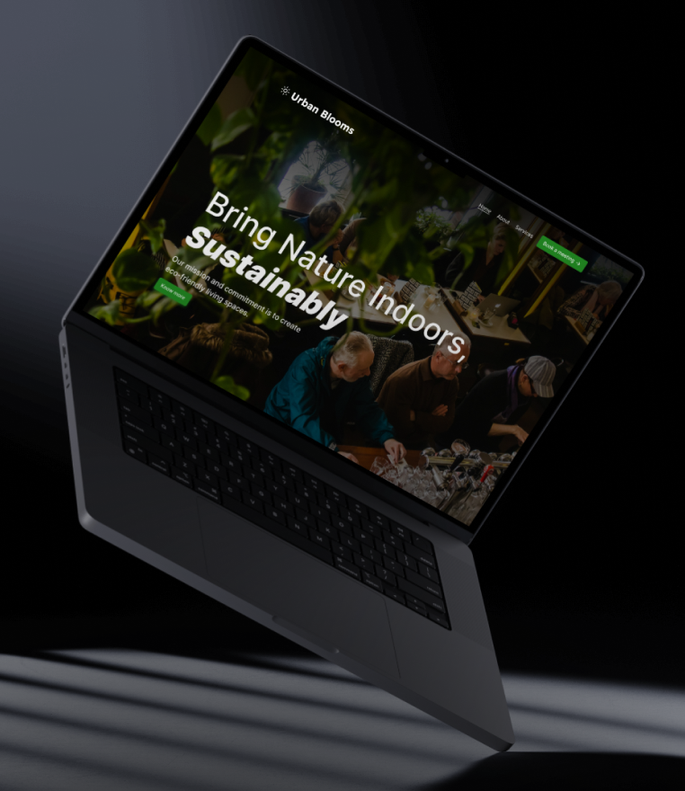 Mock up do projecto de design ux/ui urban blooms em desktop.
