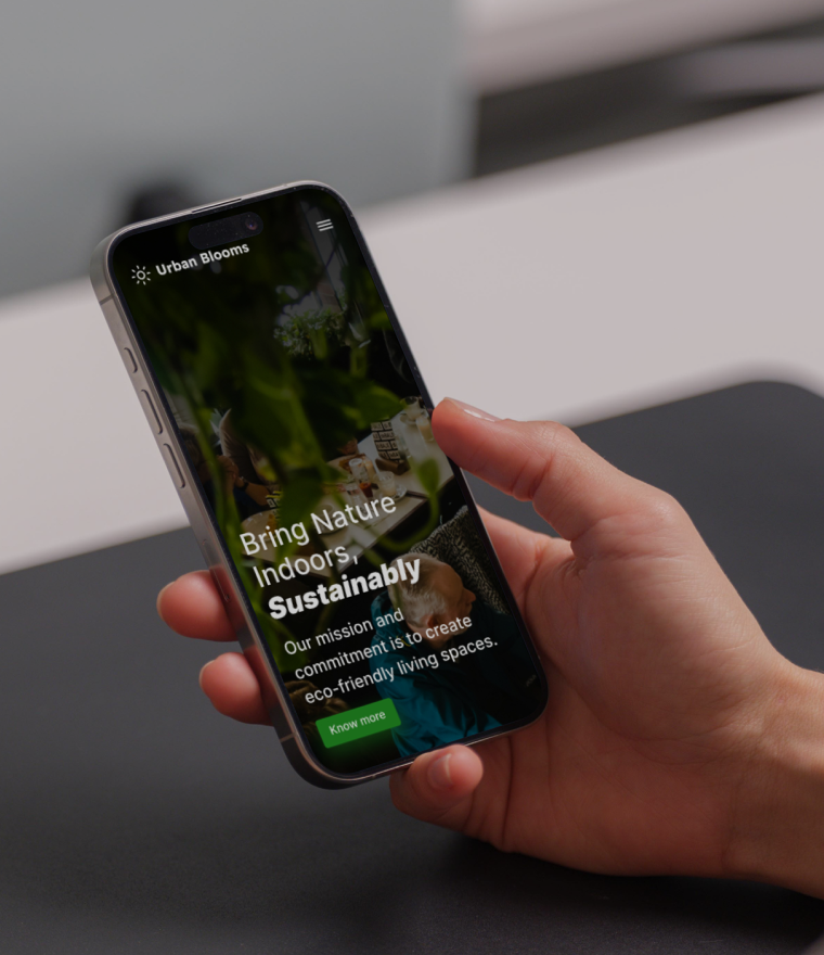Mock up do projecto de design ux/ui urban blooms em mobile.