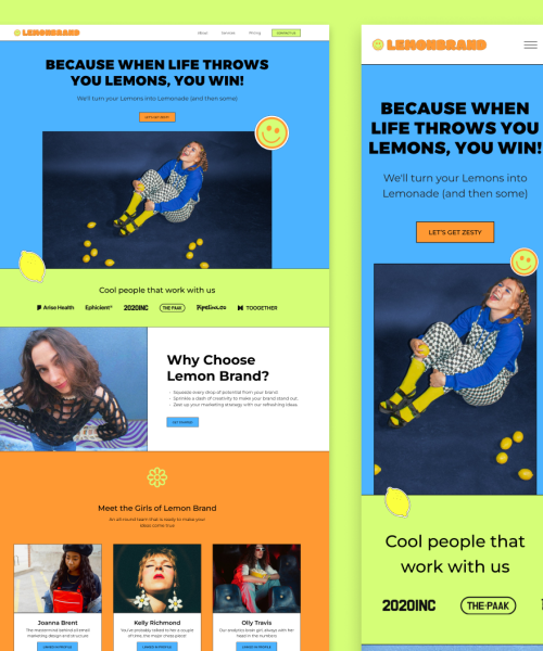 Mockup desktop e mobile do website Lemon Brand