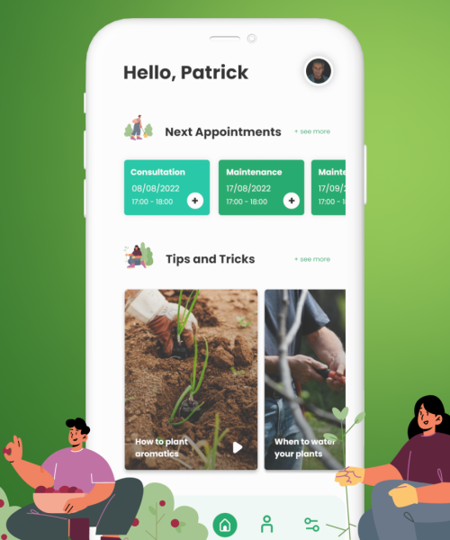 Mockup da aplicação mobile Brussels Garden